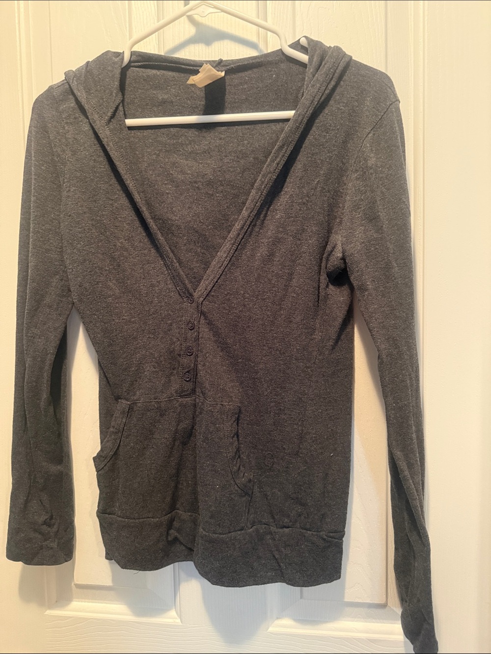 Color Story Dark Gray Hooded Button-Front Sweatshirt